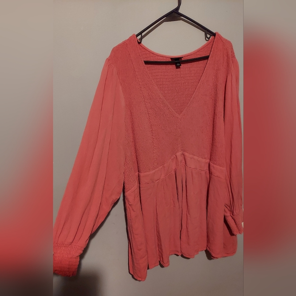 Torrid Babydoll Boho Peasant Top Size 6X Pink Milkmaid Cottagecore Western